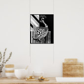 Schaken en Bow NIGHT inkt pauw illustratie Poster (Keuken)