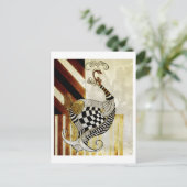 Schaken en Bow  Rustieke pauw illustratie Briefkaart (Staand voorkant)