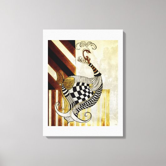 Schaken en Bow Rustieke pauw illustratie Canvas Afdruk (Voorkant)