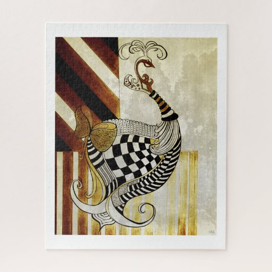 Schaken en Bow  Rustieke pauw illustratie Legpuzzel (Verticaal)