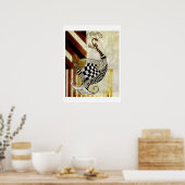 Schaken en Bow  Rustieke pauw illustratie Poster (Keuken)