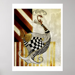 Schaken en Bow  Rustieke pauw illustratie Poster