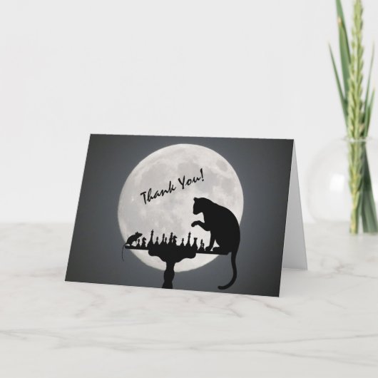 Schaken Full Moon Kat en Muis Spel Bedankkaart (Voorkant)