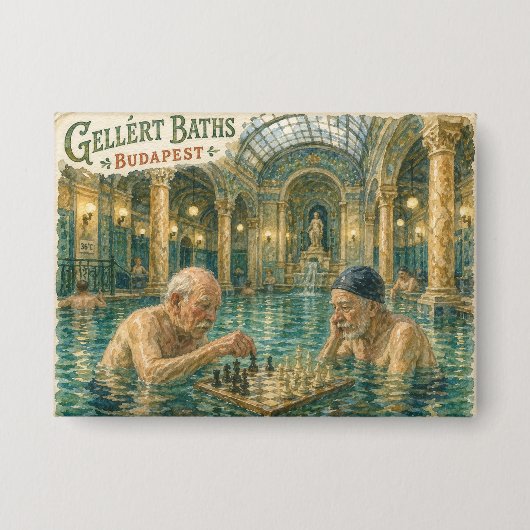 Schaken in de Gellert-baden Boedapest Hongarije Button (Voorkant)