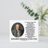 Schaken Let op Benjamin Franklin Quote Briefkaart (Staand voorkant)