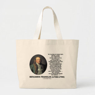 Schaken Let op Benjamin Franklin Quote Grote Tote Bag