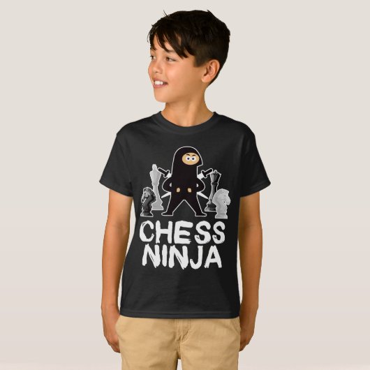Schaken Ninja Geek Bordspel Master Checkmate T-shirt (Voorkant volledig)