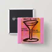 SCHAKEN OF STIRRED... MARTINI-AFDRUKKING VIERKANTE BUTTON 5,1 CM (Voorkant /achterkant)