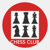 SCHAKEN, SCHAAKCLUB RONDE STICKER (Voorkant)
