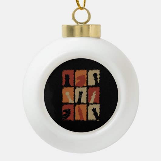 Schaken - Schaakstukken Retro Keramische Bal Ornament (Voorkant)