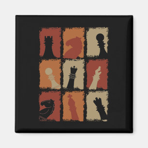 Schaken - Schaakstukken Retro Magneet