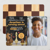 Schaken Verjaardag Party Game Uitnodiging met afbe (Voorkant / Achterkant)