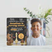 Schaken Verjaardag Party Game Uitnodiging met afbe (Staand voorkant)