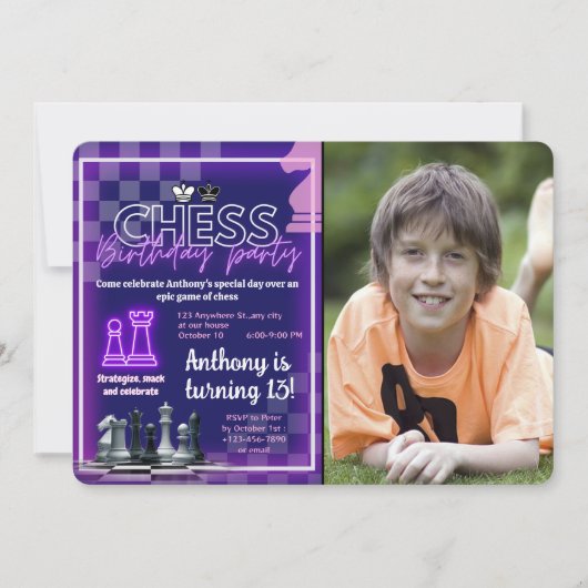 Schaken Verjaardag Uitnodiging Uitnodiging Uitnodi (Voorkant)