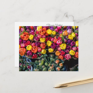 Schalen Bloemen Te Koop– Levendige Bloemenmarkt Briefkaart