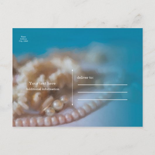 Schalen en parels Elegant geverfd sparen de datum Aankondigingskaart (Achterkant)