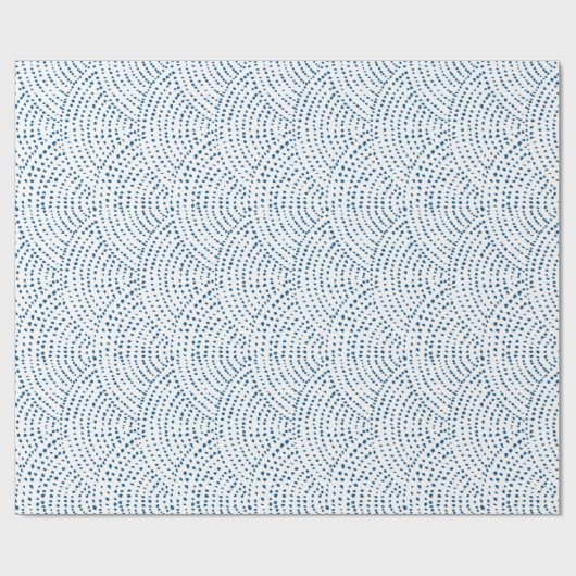 Schalen inktpunten - Wit op klassiek blauw Cadeaupapier (Vlak)