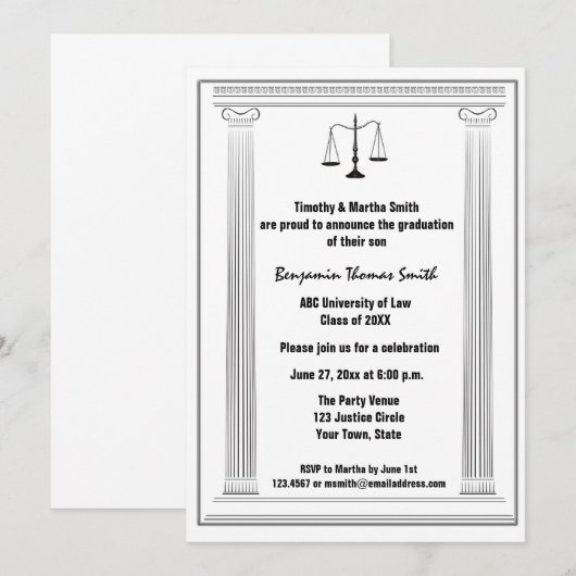 Schalen, kolommen, wetsaankondiging Afstuderen Kaart (Voorkant / Achterkant)