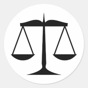 Schalen van de rechtspleging (recht) ronde sticker