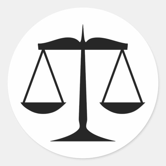 Schalen van de rechtspleging (recht) ronde sticker (Voorkant)