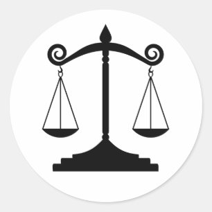 Schalen van de rechtspleging (recht) ronde sticker