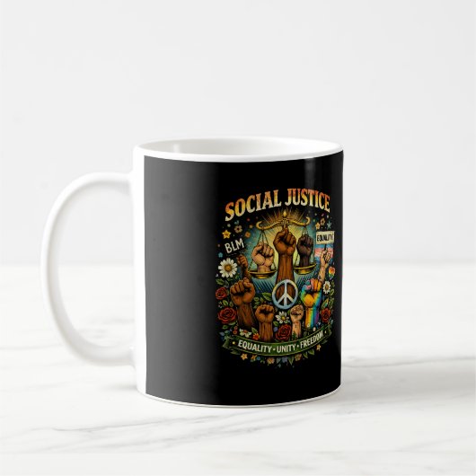 Schalen van de rechtvaardigheid koffiemok (Links)