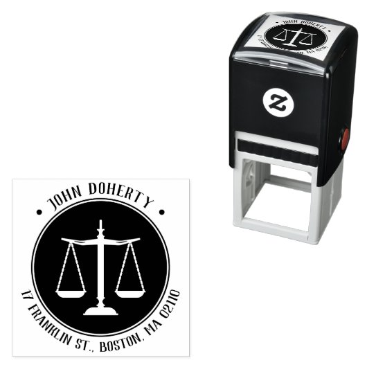 Schalen van Gerechtigheid Symbool | Afgerond adres Zelfinktende Stempel (In situ)