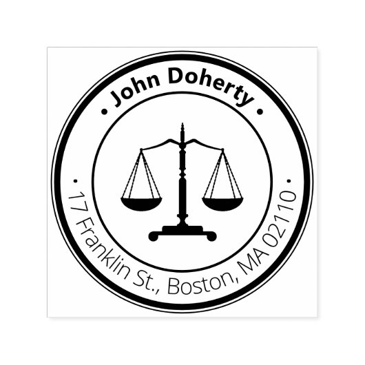 Schalen van Gerechtigheid Symbool | Rond retouradr Zelfinktende Stempel (Design)