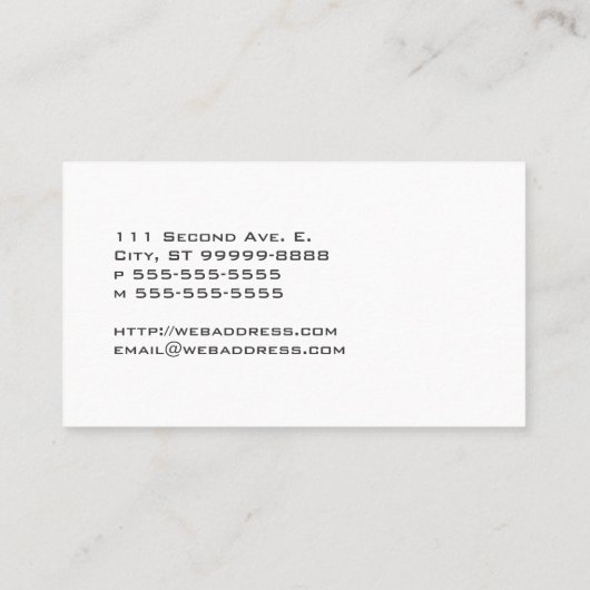 Schalen van het recht visitekaartje (Achterkant)