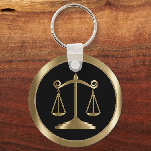 Schalen van het recht | Wet | Advocate - zwart & g Sleutelhanger (Voorkant)