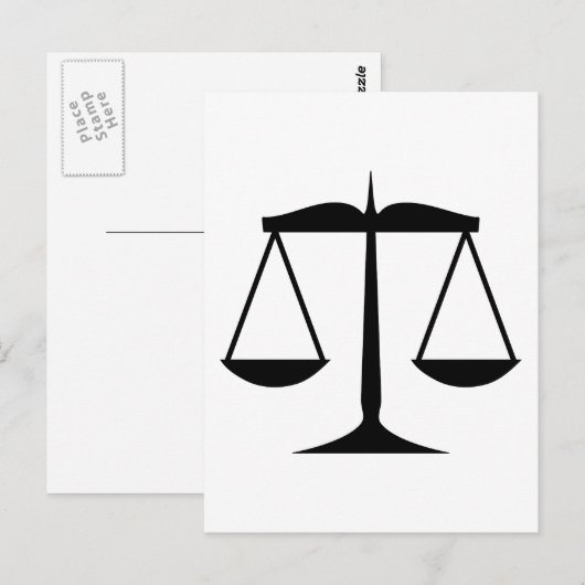 Schalen van het recht (wet) briefkaart (Voorkant / Achterkant)