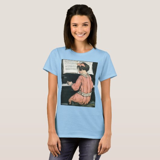 Schalen van Jessie Willcox Smith, Piano Music Girl T-shirt (Voorkant volledig)