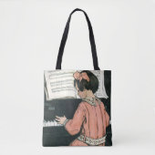 Schalen van Jessie Willcox Smith, Piano Music Girl Tote Bag (Voorkant)