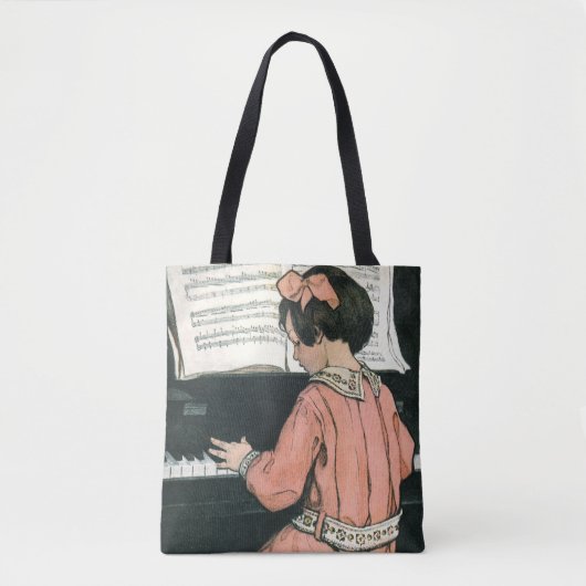 Schalen van Jessie Willcox Smith, Piano Music Girl Tote Bag (Voorkant)