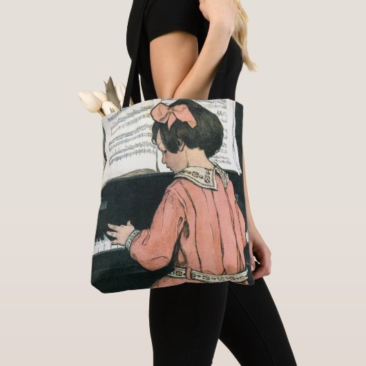 Schalen van Jessie Willcox Smith, Piano Music Girl Tote Bag (Dichtbij)