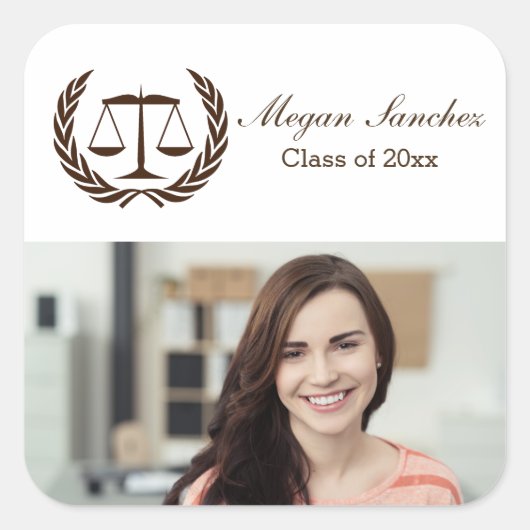 Schalen van Justice Law School Afstudeerder Vierkante Sticker (Voorkant)