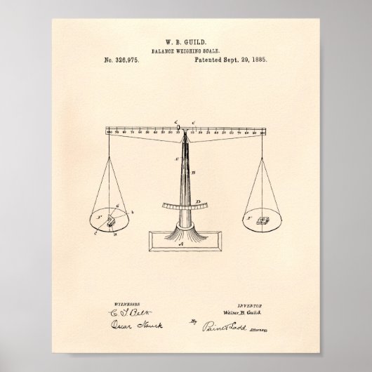 Schalen van justitie 1885 Octrooikunst - Oude pooi Poster (Voorkant)