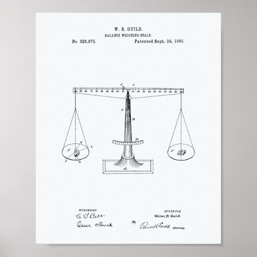 Schalen van justitie 1885 Patentkunst - Witboek Poster (Voorkant)