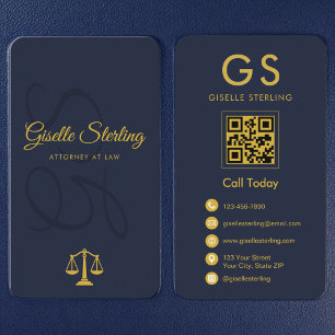 Schalen van Justitie Advocaat Navy Blauw Goud Visitekaartje