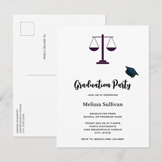 Schalen van Justitie Juridische Dienstverlening Sy Uitnodiging Briefkaart (Voorkant / Achterkant)
