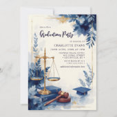 Schalen van Justitie Law School Floral Afstudeerde Kaart (Voorkant)