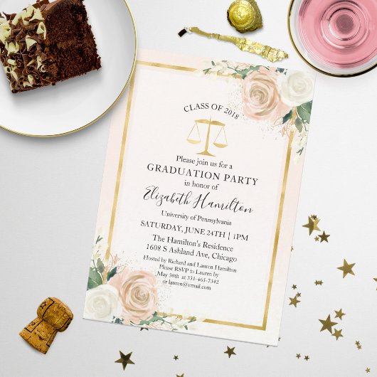 Schalen van Justitie Recht School Afstudeerder Par Kaart