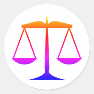 Schalen van justitie (wet) Rainbooggradiënt Ronde Sticker