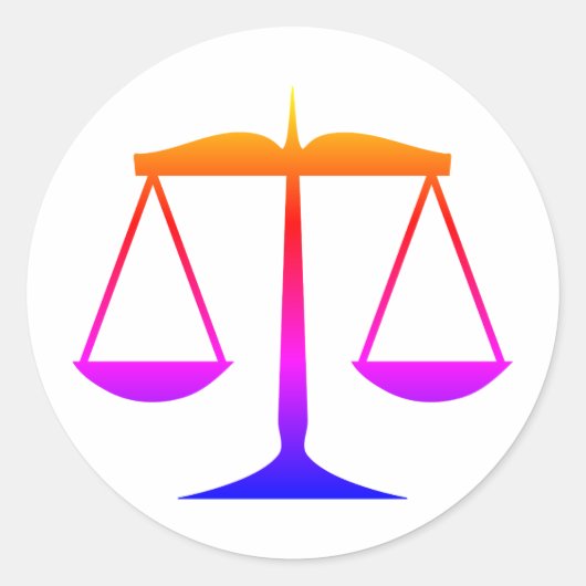 Schalen van justitie (wet) Rainbooggradiënt Ronde Sticker (Voorkant)