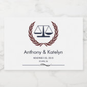 Schalen van justitie Wreath Lawyer Wedding Custom Sparkling Wijnetiket (Enkel label)