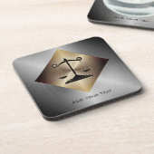 Schalen van rechtvaardigheid in Faux Gold & Silver Bier Onderzetter (Linkerzijde)