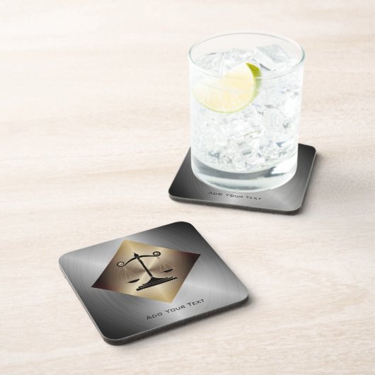 Schalen van rechtvaardigheid in Faux Gold & Silver Bier Onderzetter (Rechterzijde)