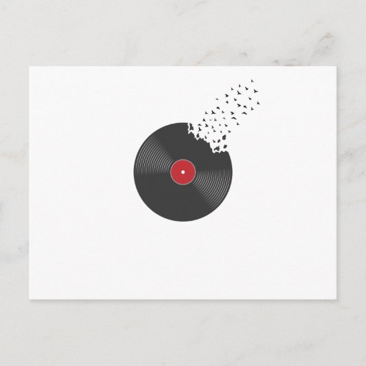 Schallplatte Vinyl Vögel Musik Lied Ton Briefkaart (Voorkant)