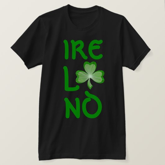 Schamrock 'Ireland' t-shirt verticaal zwart (Design voorkant)