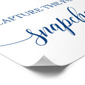 Schandenmarineblauw kalligrafie met snapchat Wedde Poster (Hoek)